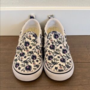 Vans Kids Floral Slip-On Sneakers - Cream and Blue